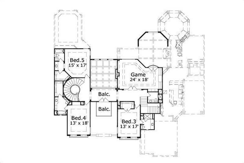 Floor Plan Second Story of French Plan #156-1540