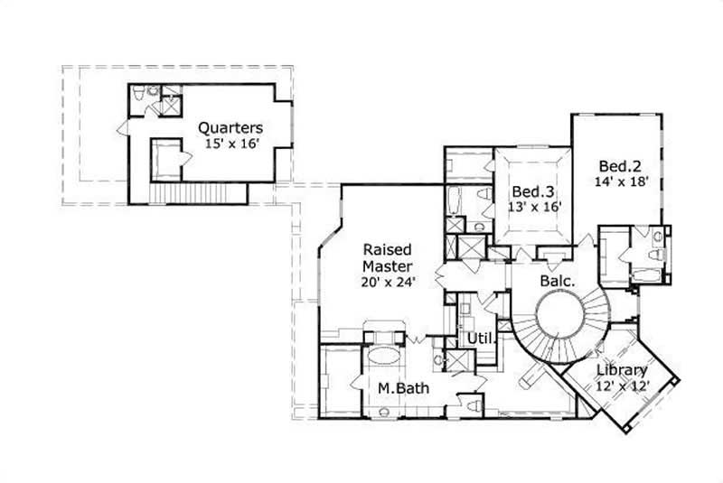 Floor Plan Second Story of Luxury Plan #156-1542