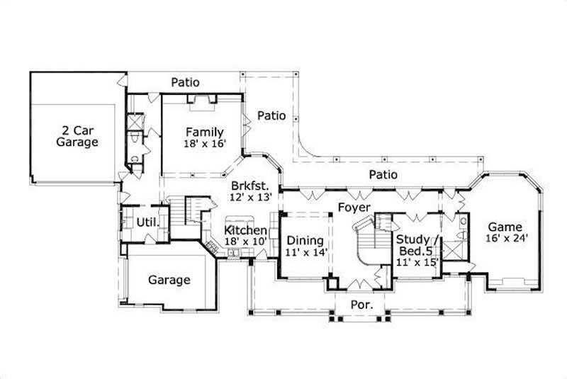 Floor Plan First Story of Luxury Plan #156-1545