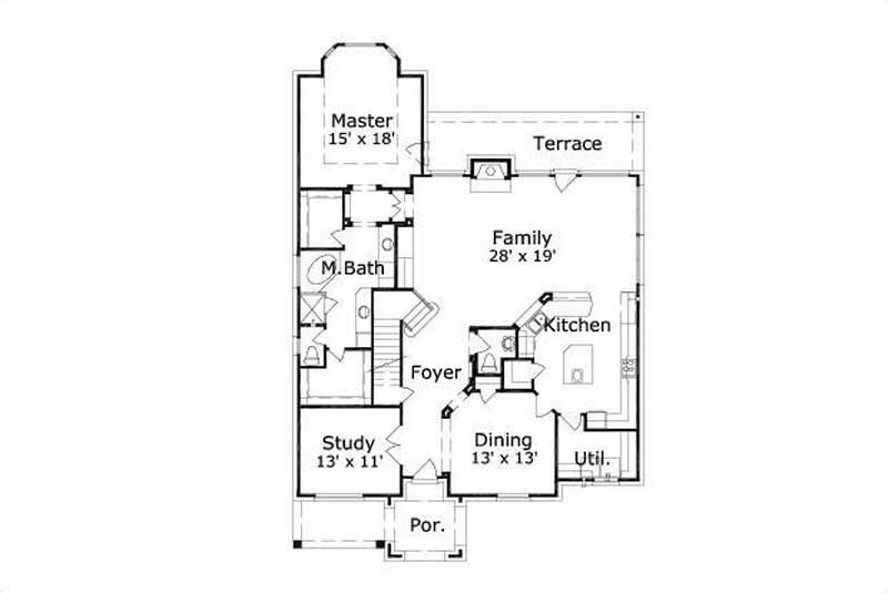 Floor Plan First Story of Luxury Plan #156-1546