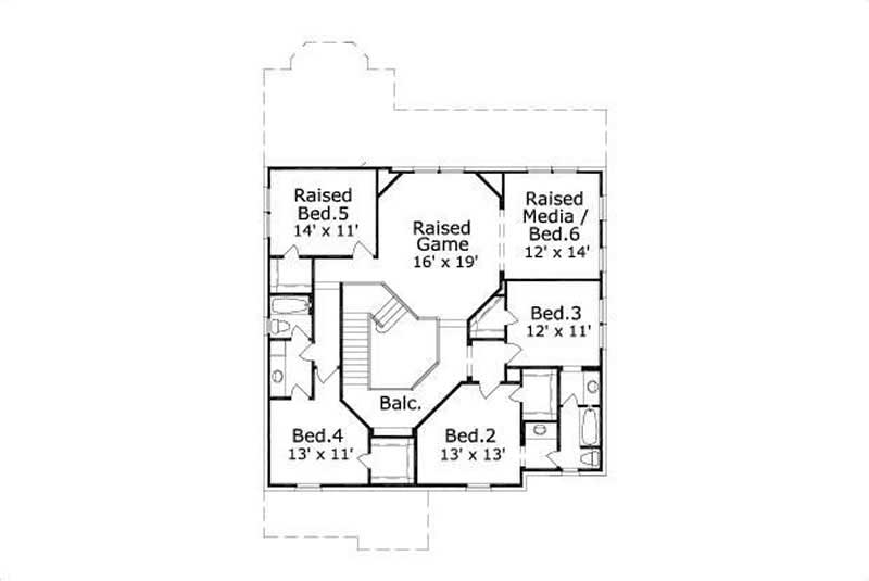 Floor Plan Second Story of Luxury Plan #156-1546
