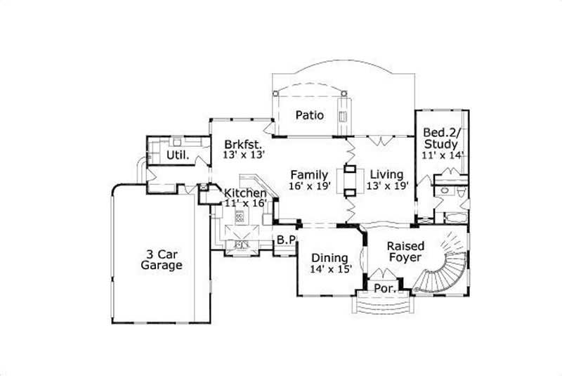 Floor Plan First Story of Mediterranean Plan #156-1548