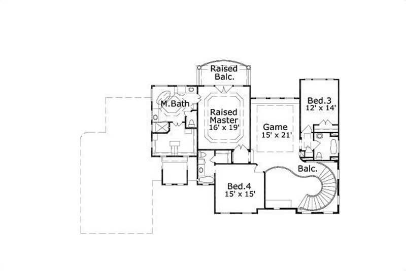 Floor Plan Second Story of Mediterranean Plan #156-1548