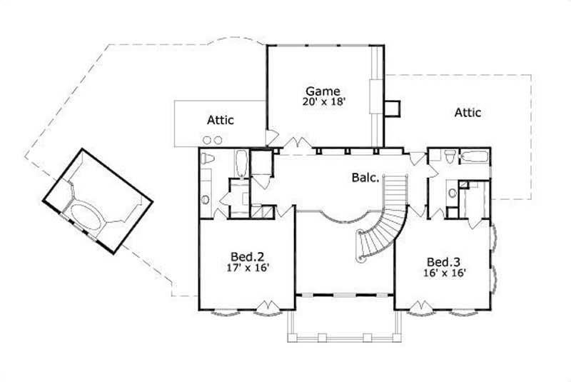 Floor Plan Second Story of Country Plan #156-1556