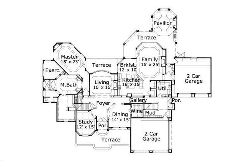 Floor Plan First Story of Luxury Plan #156-1558