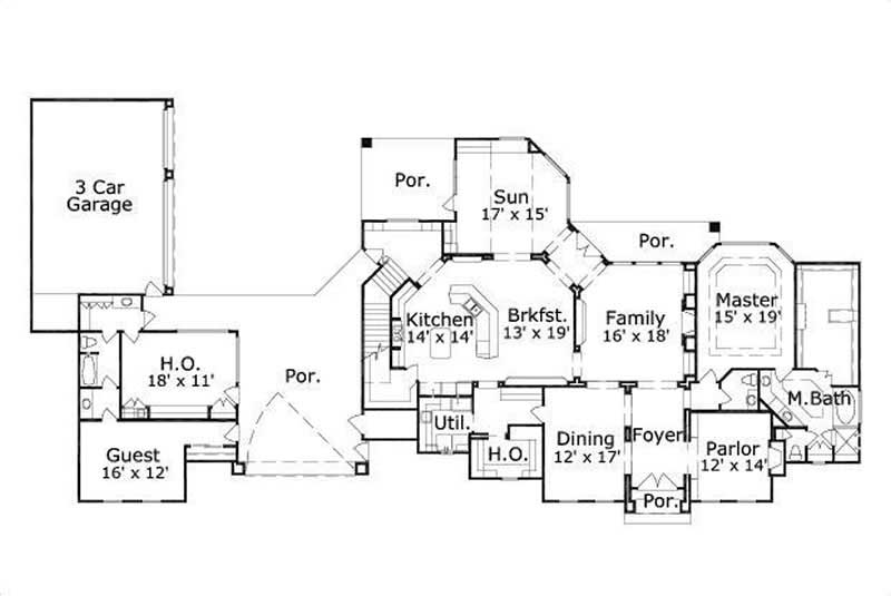 Floor Plan First Story of Luxury Plan #156-1559