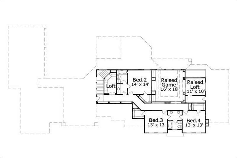 Floor Plan Second Story of Luxury Plan #156-1559