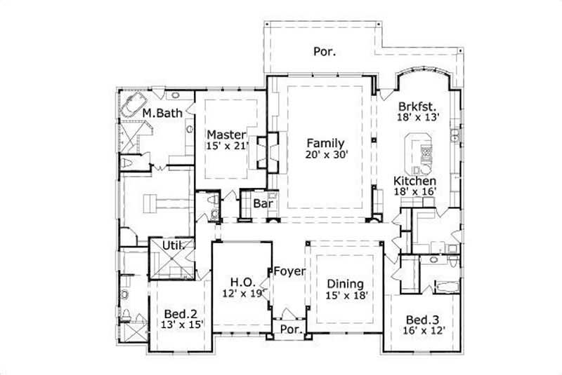 Floor Plan First Story of Luxury Plan #156-1560