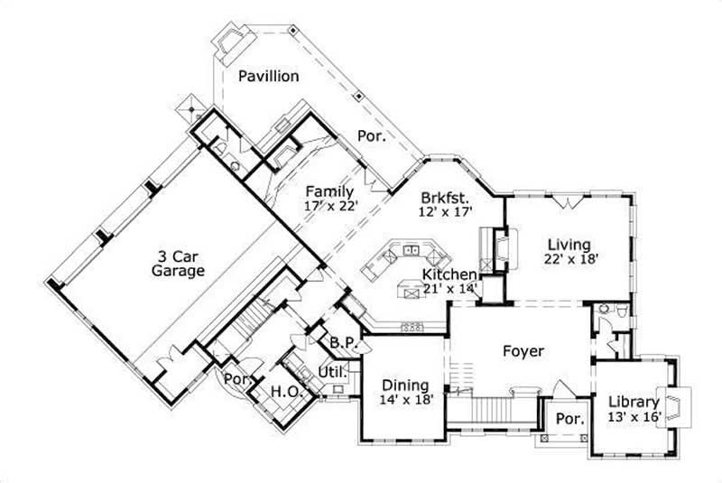 Floor Plan First Story of Luxury Plan #156-1561