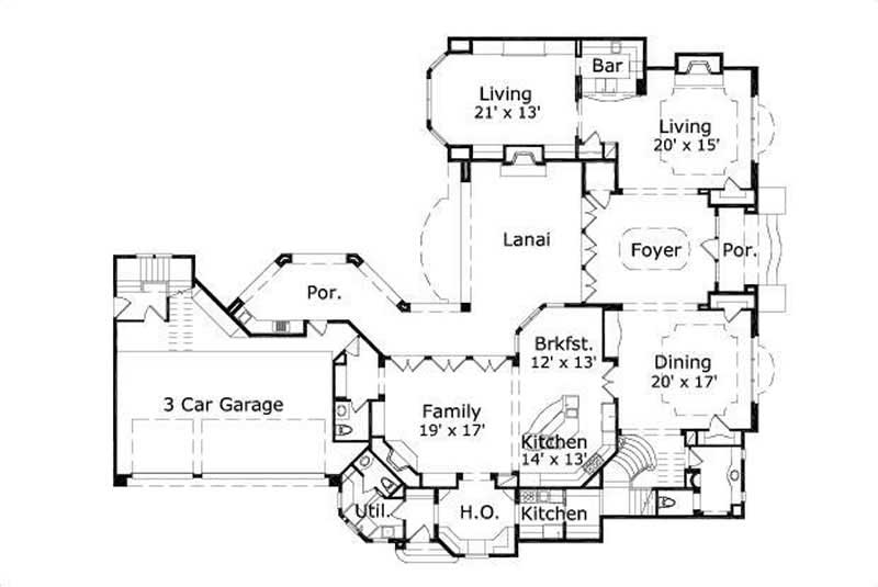 Floor Plan First Story of Luxury Plan #156-1562