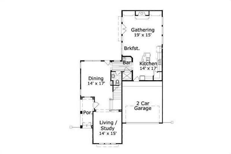 Floor Plan First Story of Country Plan #156-1563