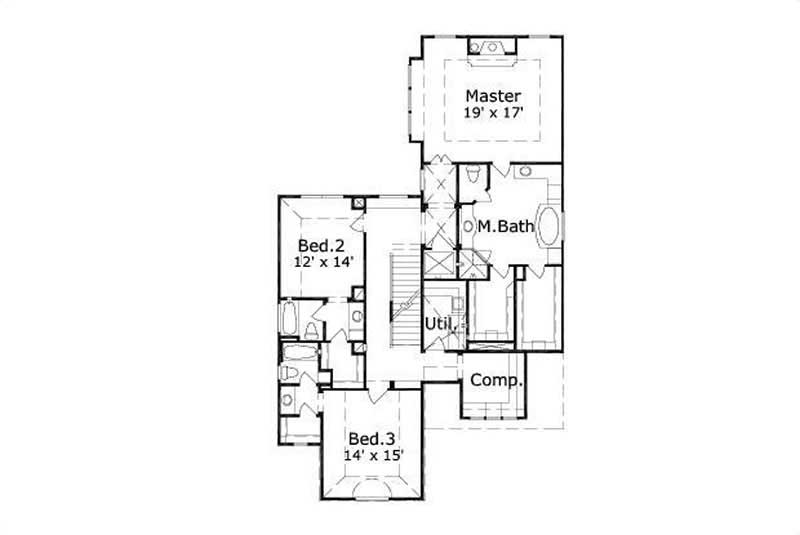 Floor Plan Second Story of Country Plan #156-1563