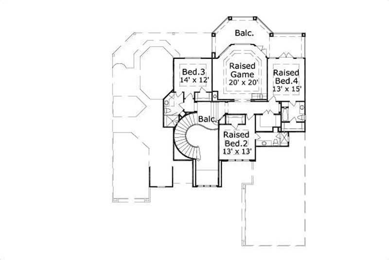 Floor Plan Second Story of European Plan #156-1572