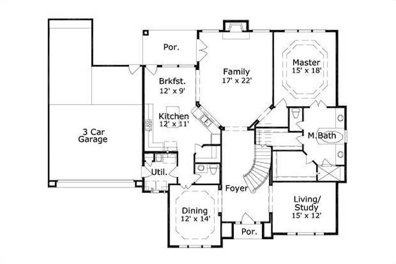Floor Plan First Story of Country Plan #156-1583