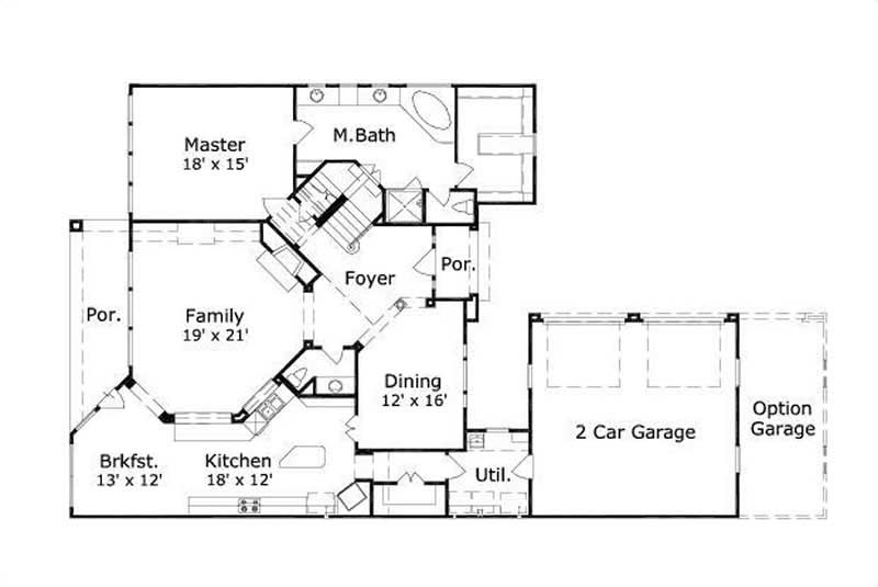 Floor Plan First Story of French Plan #156-1584