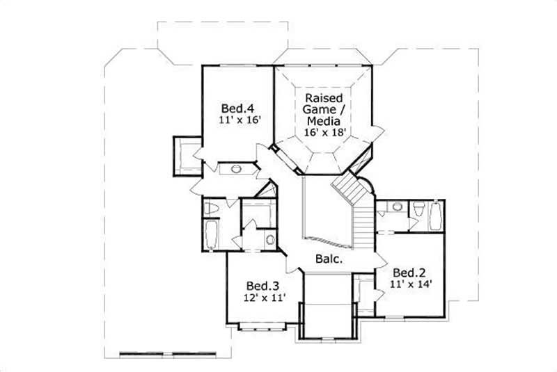 Floor Plan Second Story of Traditional Plan #156-1585