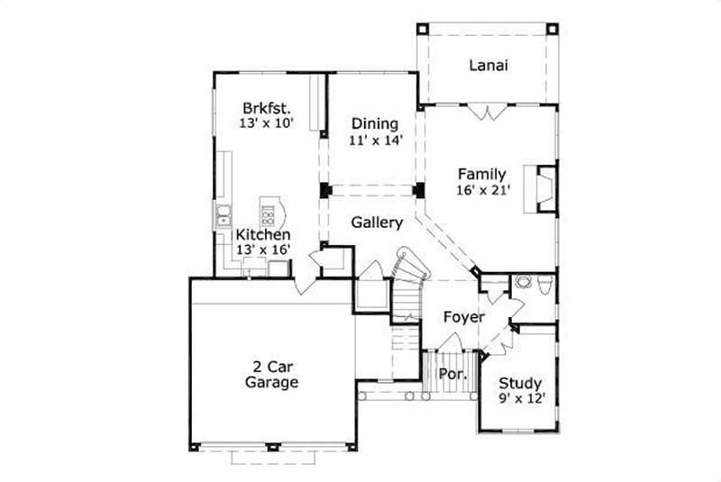 Floor Plan First Story of Mediterranean Plan #156-1587