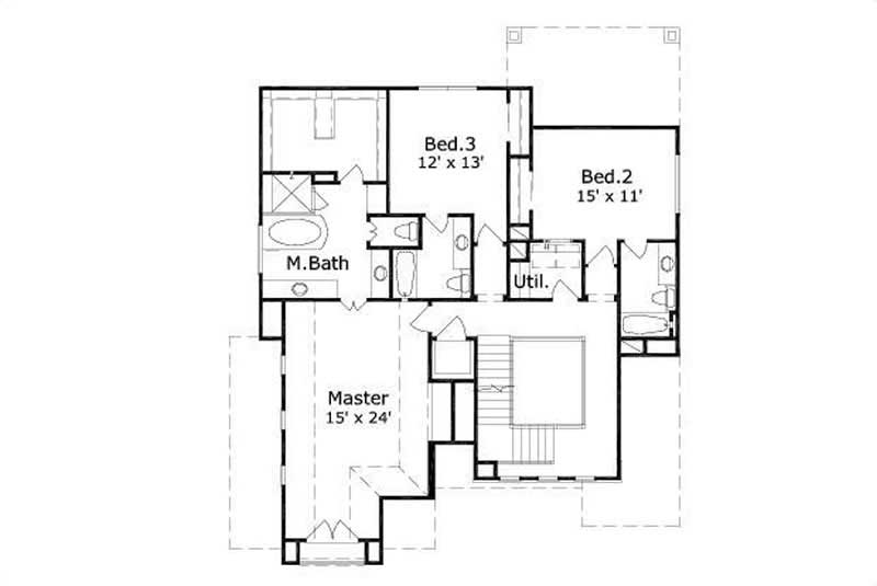Floor Plan Second Story of Mediterranean Plan #156-1587