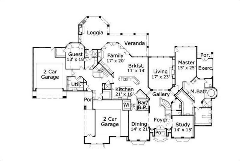 Floor Plan Second Story of Country Plan #156-1590