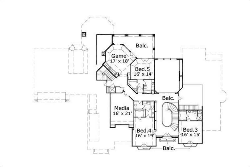 Floor Plan Second Story of Country Plan #156-1590