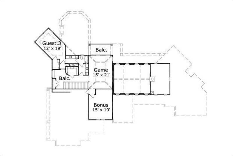 Floor Plan Upper Level of Luxury Plan #156-1593