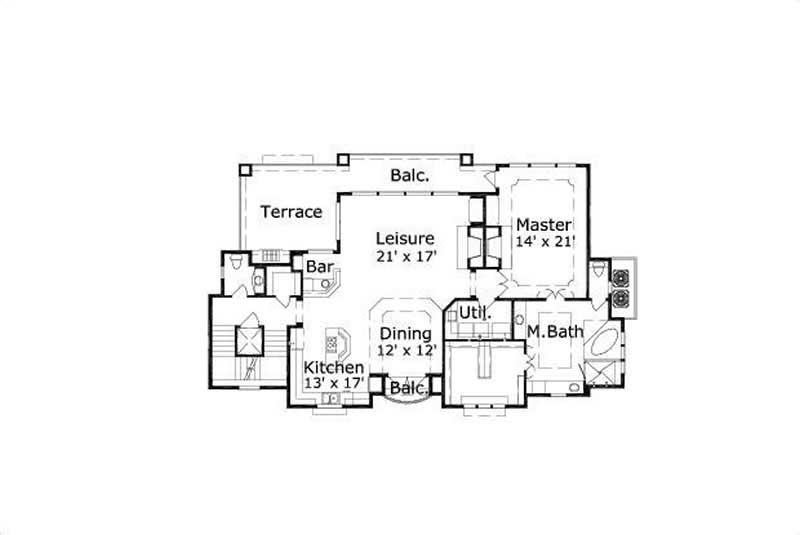 Floor Plan First Story of Coastal Plan #156-1595