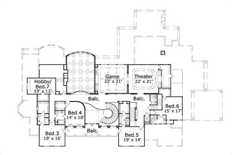Floor Plan Second Story of Luxury Plan #156-1596