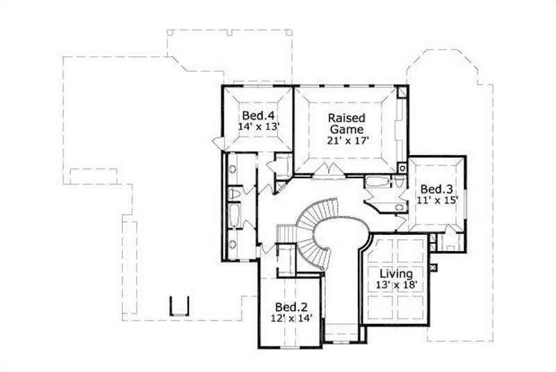 Floor Plan Second Story of Country Plan #156-1597