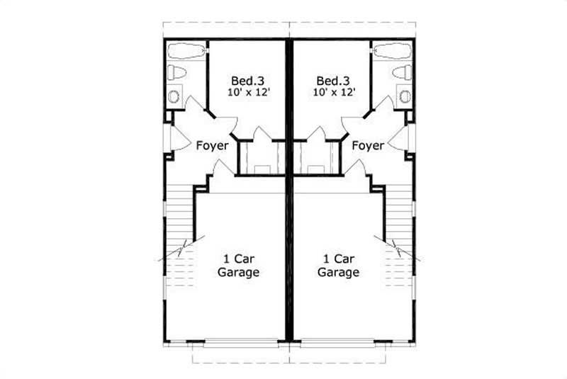 Floor Plan Basement of Multi-Unit Plan #156-1599