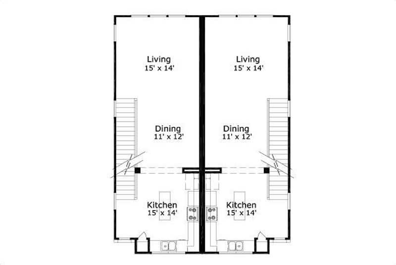 Floor Plan First Story of Multi-Unit Plan #156-1599