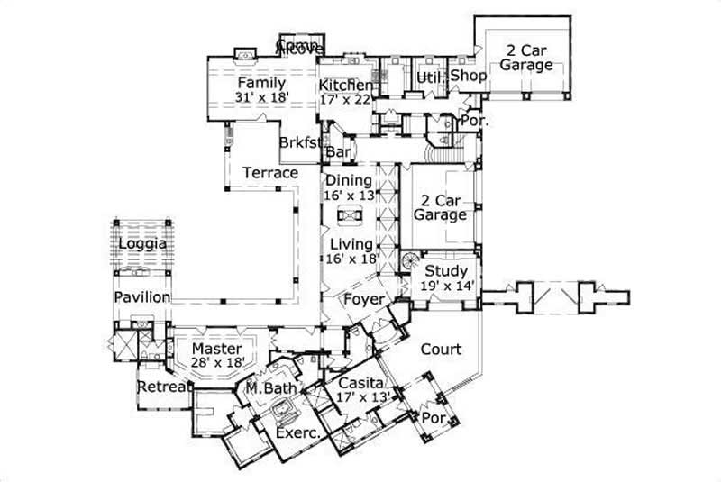 Floor Plan First Story of Luxury Plan #156-1601