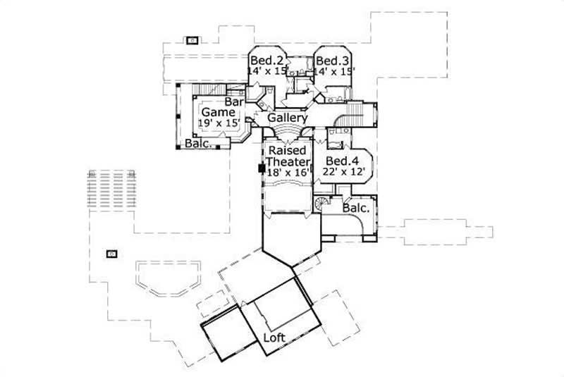 Floor Plan Second Story of Luxury Plan #156-1601