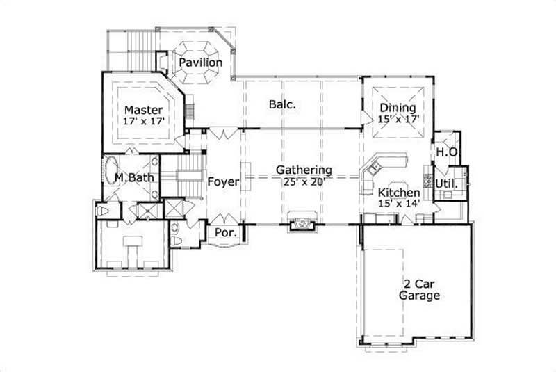 Floor Plan Second Story of Tuscan Plan #156-1602