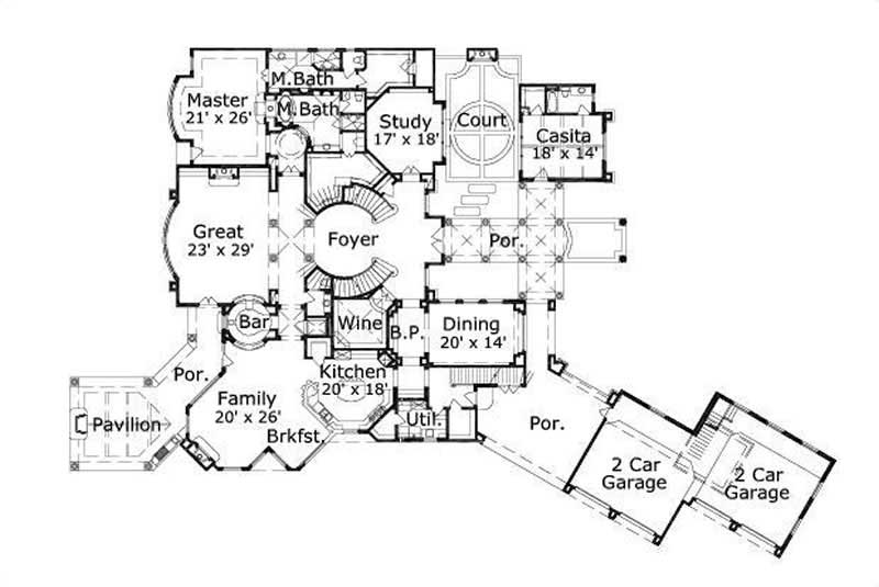 Floor Plan First Story of Luxury Plan #156-1603