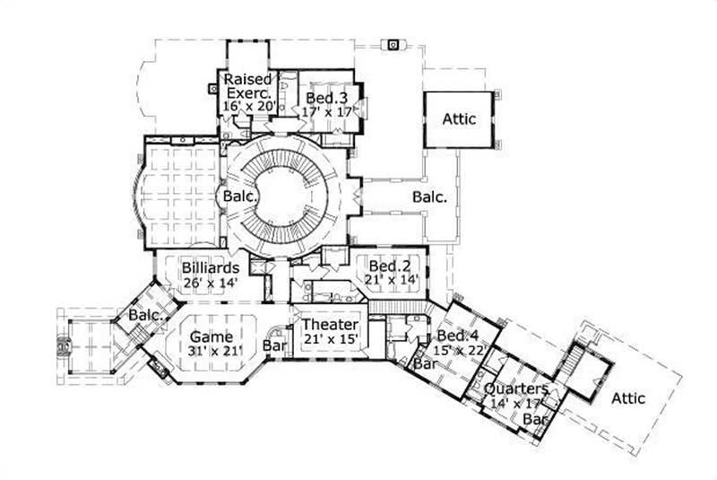 Floor Plan Second Story of Luxury Plan #156-1603