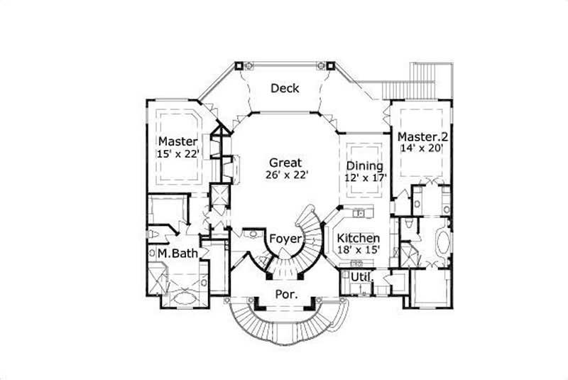 Floor Plan First Story of Coastal Plan #156-1607