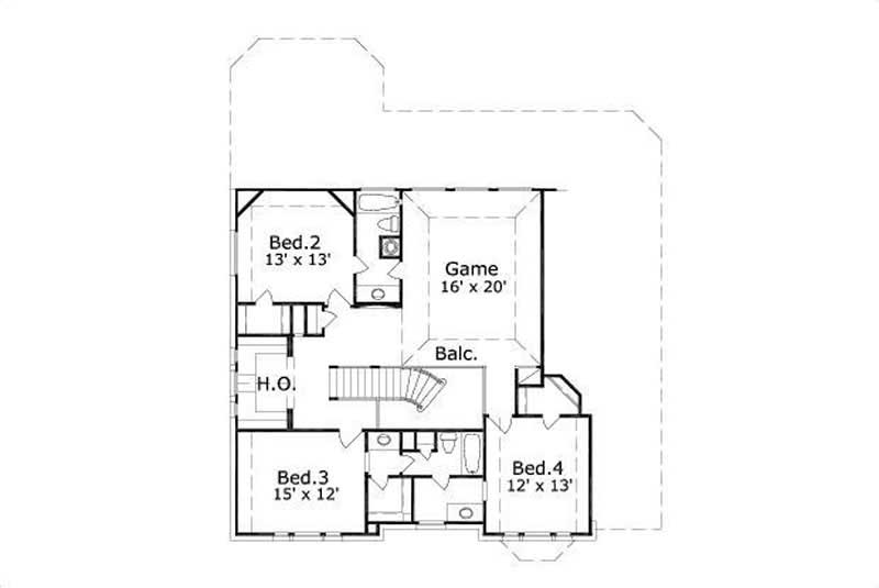 Floor Plan Second Story of Luxury Plan #156-1609