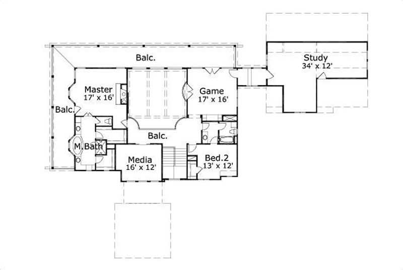 Floor Plan Second Story of Country Plan #156-1612