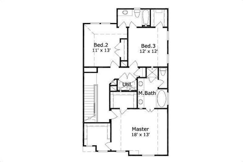 Floor Plan Second Story of Multi-Level Plan #156-1615