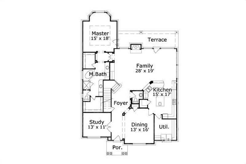 Floor Plan First Story of Craftsman Plan #156-1619