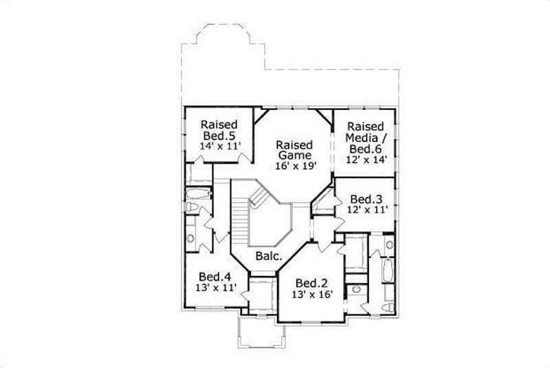 Floor Plan Second Story of Craftsman Plan #156-1619