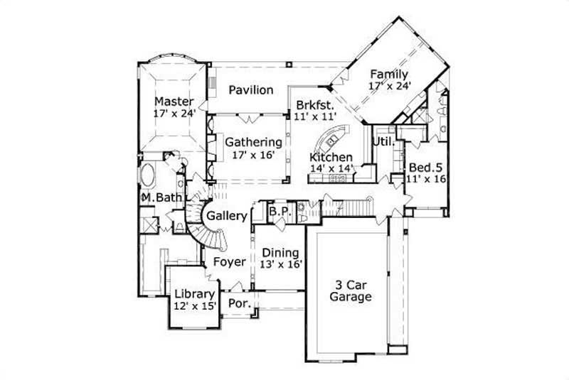 Floor Plan First Story of Luxury Plan #156-1624