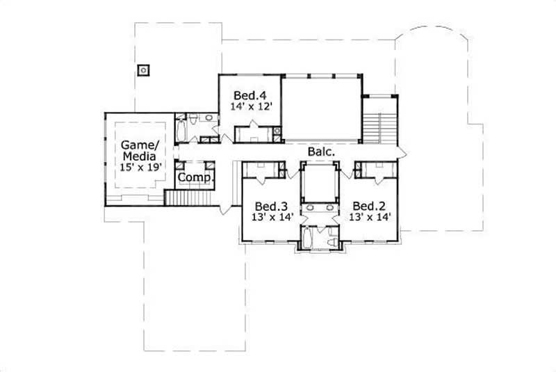 Floor Plan Second Story of Luxury Plan #156-1626