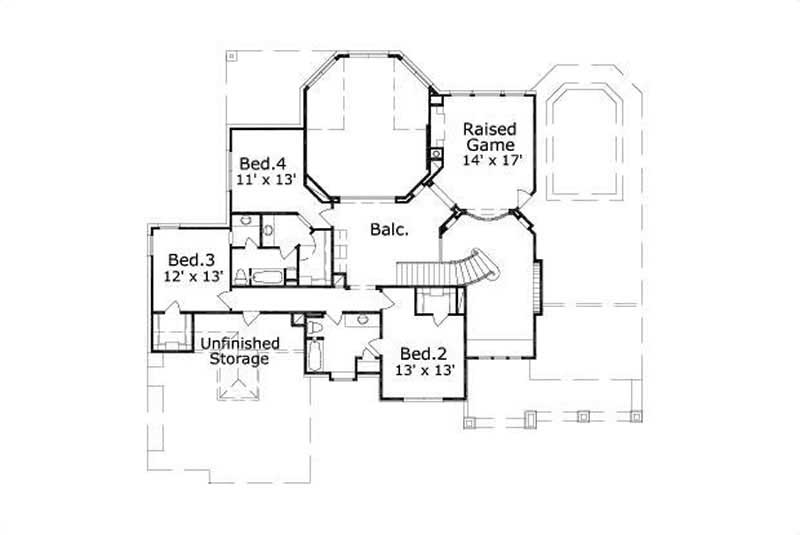 Floor Plan Second Story of Country Plan #156-1627