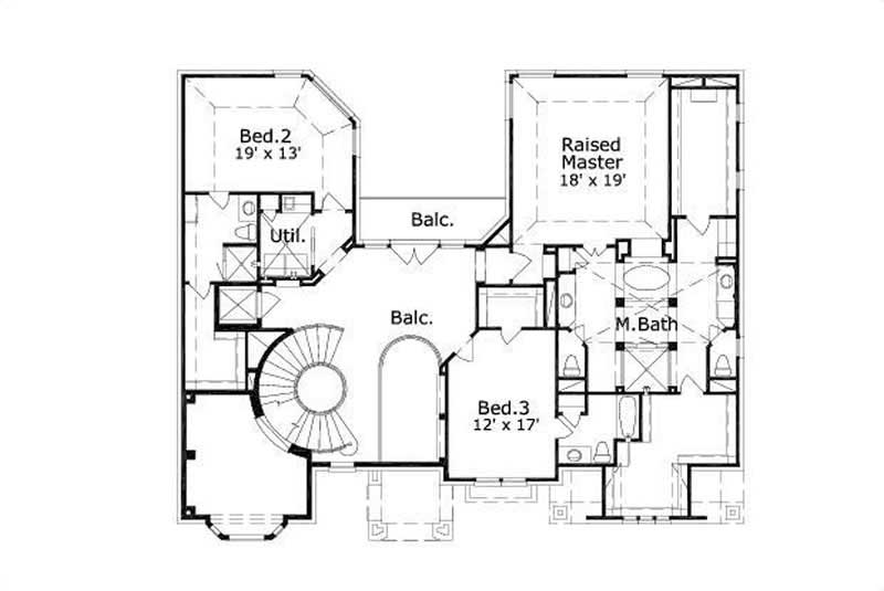 Floor Plan Second Story of Luxury Plan #156-1628