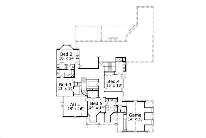 Floor Plan Second Story of Country Plan #156-1631