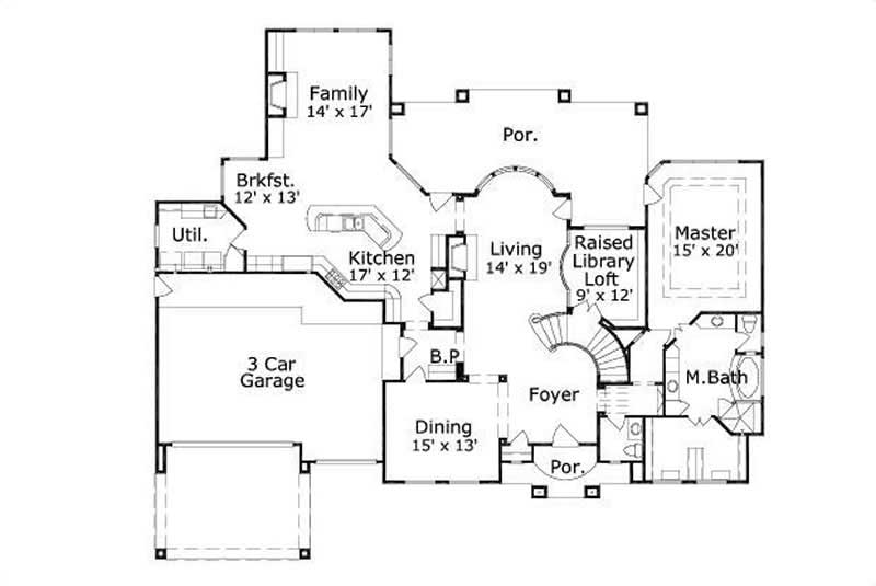 Floor Plan First Story of Mediterranean Plan #156-1637