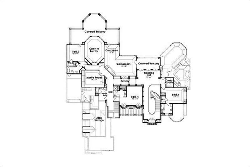 Floor Plan Second Story of Country Plan #156-1639