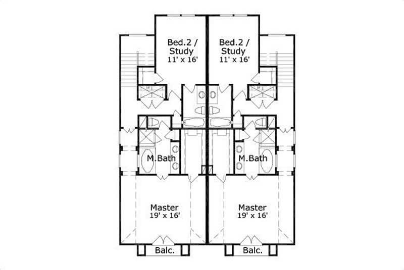 Floor Plan Third Story of Multi-Unit Plan #156-1640