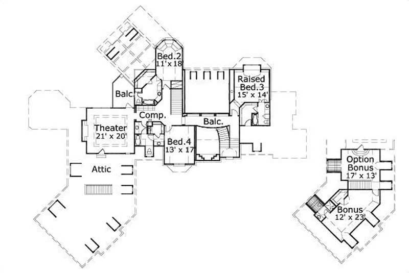 Floor Plan Second Story of Country Plan #156-1641